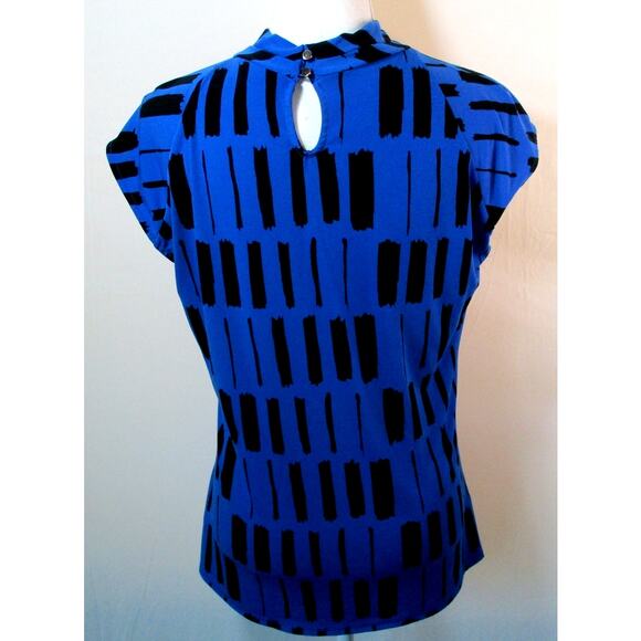 Worthington Women's Cap Sleeve Blue & Black Stretch Shirt Size Large - Picture 5 of 9